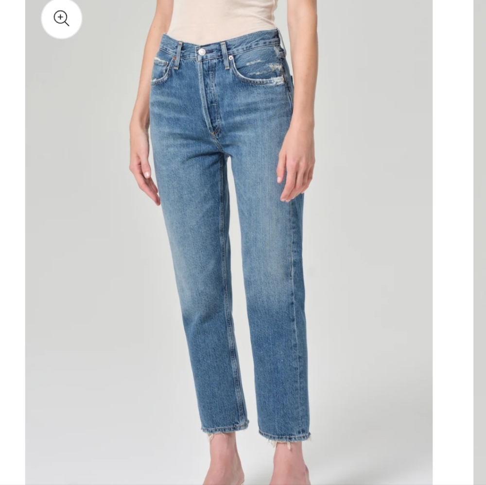 Agolde Riley High Rise Straight Crop Jeans - Picture 1 of 12